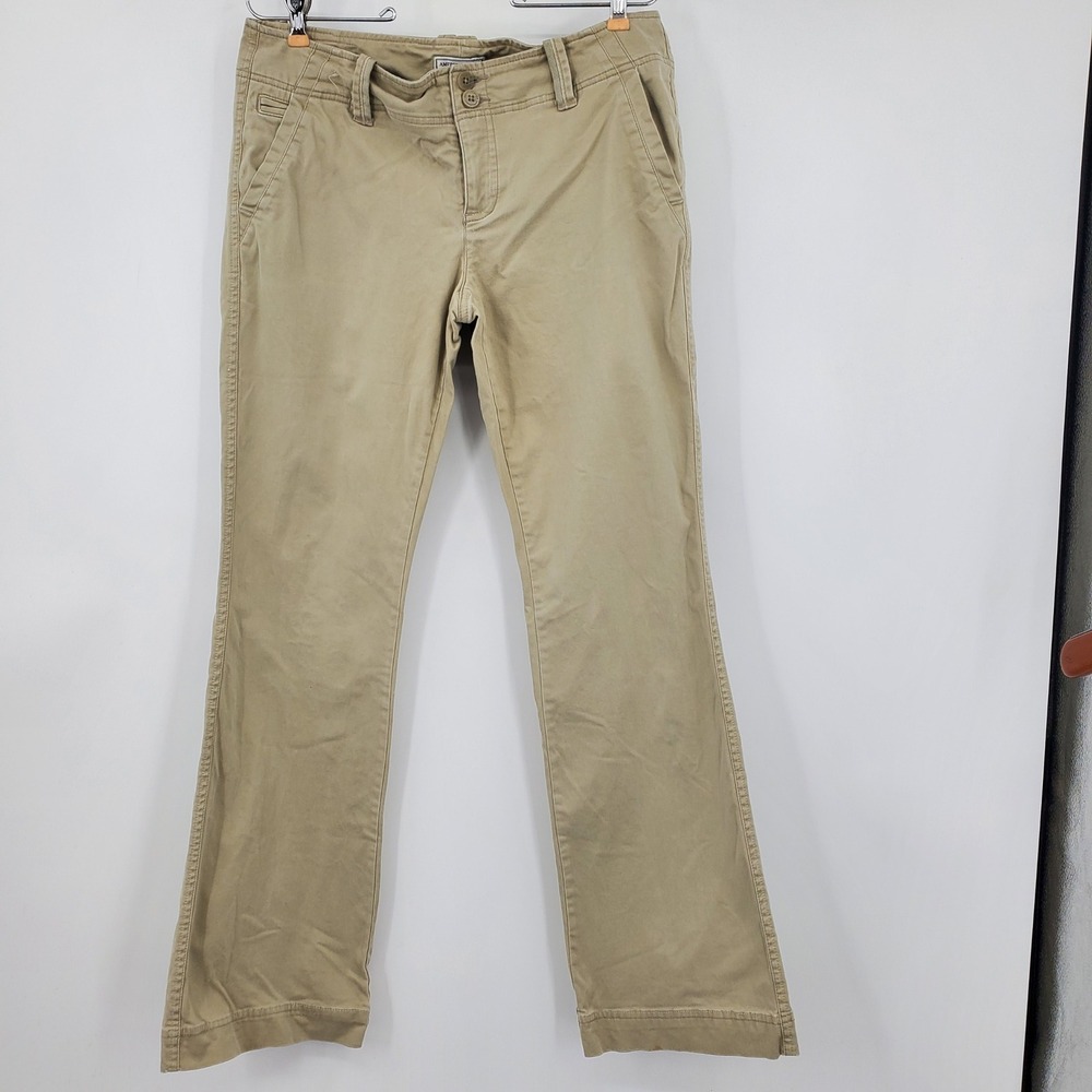 Y2K American Eagle Favorite Trouser Khaki Pants Tan Flare Leg Low Rise 10 Long